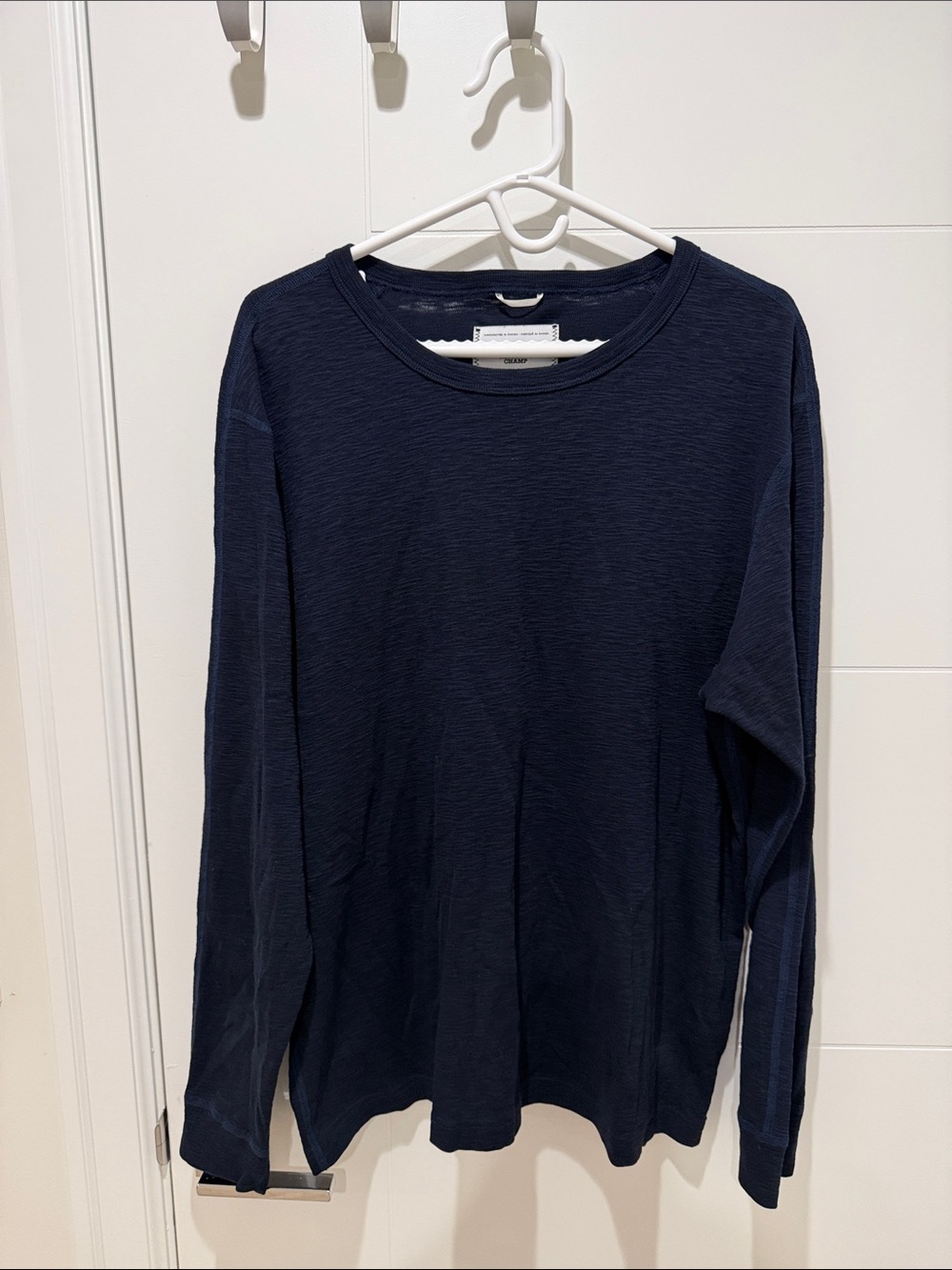 Reigning Champ Navy Long Sleeve Crewneck Tee